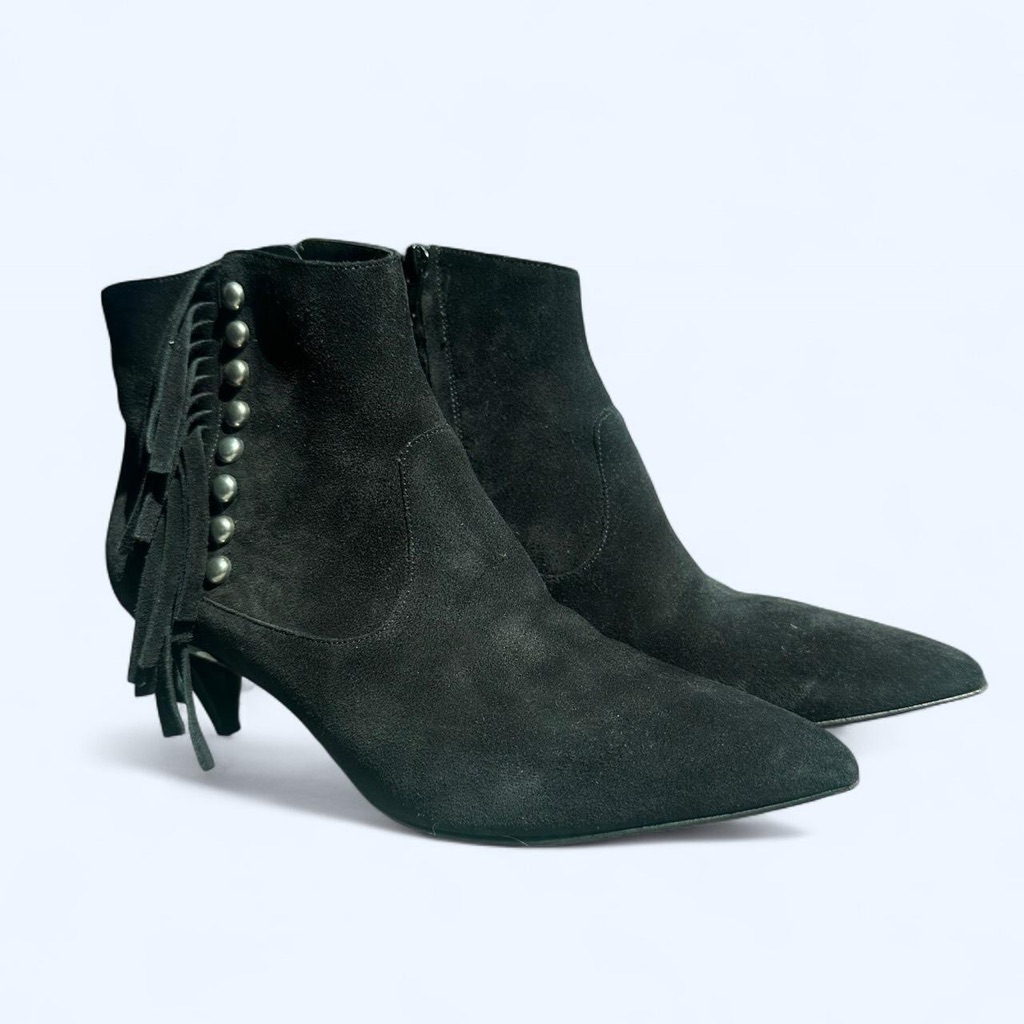 Saint Laurent Cat 50 Studded Black Suede Ankle Boots